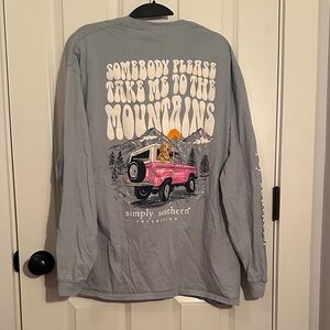 Simply Southern Gray Long Sleeve Tee with Pink and White Design